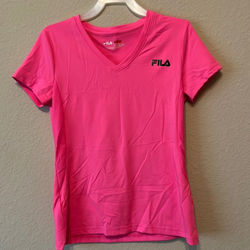 Fila Girls' Hot Pink V-Neck Short Sleeve Tee